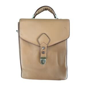 Levenger Leather Wine Carrier Tote Tan Travel Picnic Bag Vintage Hard To Find